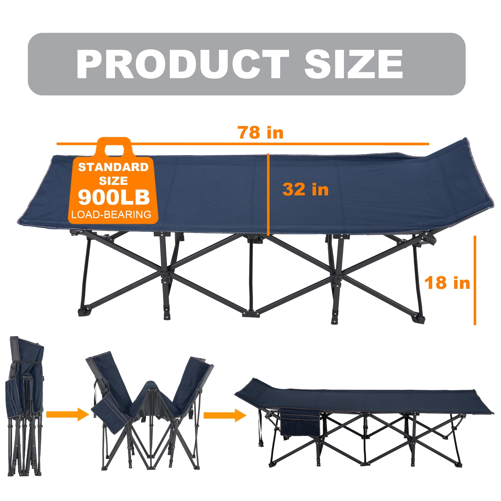 FlexWave 78" x 32" Folding Camping Cot with Mattress for Adults, 880 lb Heavy Duty Portable Guest Bed for Camping, Home & Travel