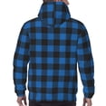 thumbnail image 7 of Pofeuu Blue Black Plaid Print Mens Casual Hooded Collar Drawstring Hoodies Pullover Sweatshirts Casual Long Sleeve Shirts-Medium, 7 of 7