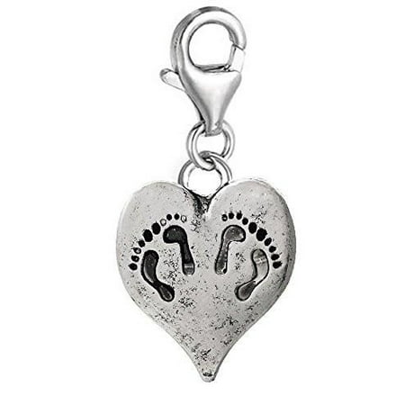 Birthstone Baby Jewelry Charm - Baby Heart Charm Clip on for Bracelet Charm Pendant for European Charm Jewelry w/ Lobster Clasp