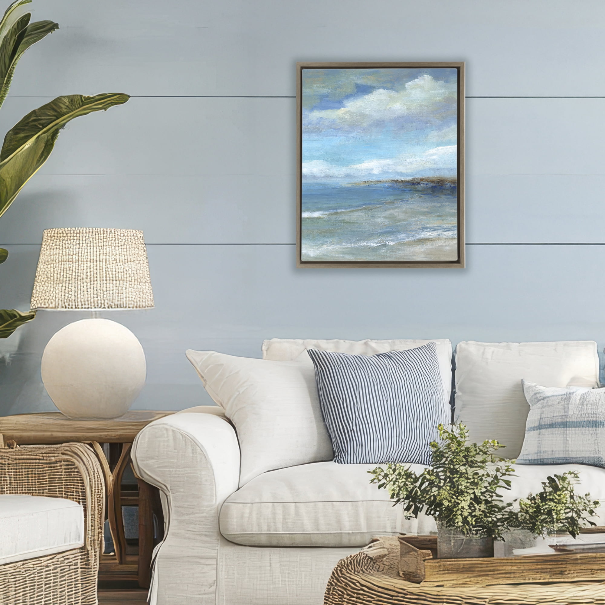 Stupell Industries Shore's Calm Breeze Brown Framed Floater Canvas Wall Art, design by Carol Robinson