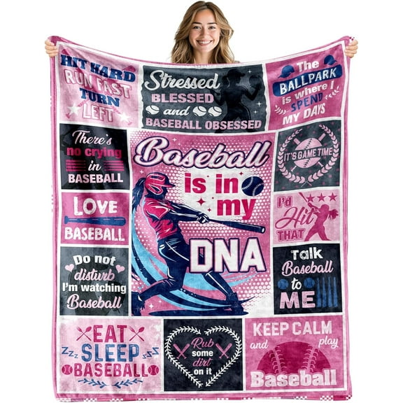 Baseball Blanket Gifts for Girls, Baseball Couch Gifts, Flannel Blanket Baseball Gifts for Women, Gifts for Girls Who Love Baseball Blanket Christmas, Holiday, Thanksgiving Gifts