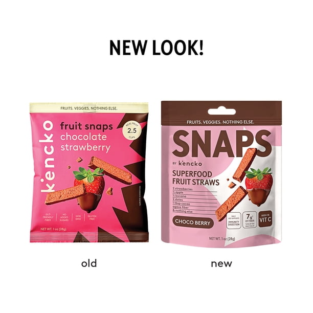 Kencko Chocolate Strawberry Snaps, Superfood Fruit Straws, 1 oz