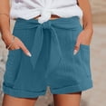 thumbnail image 2 of Lenpel Women's Casual Shorts Elastic High Waisted Tie Front Pleated Comfy Shorts Summer Beach Vacation Shorts with Pockets, 2 of 5
