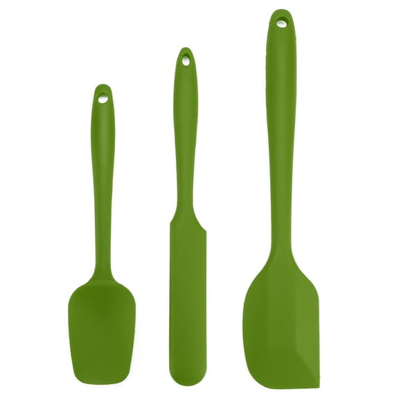 3pcs Kitchen Cooking Silicone Spatula Set Heat Resistant Turners Scraper Cooking Utensils Green