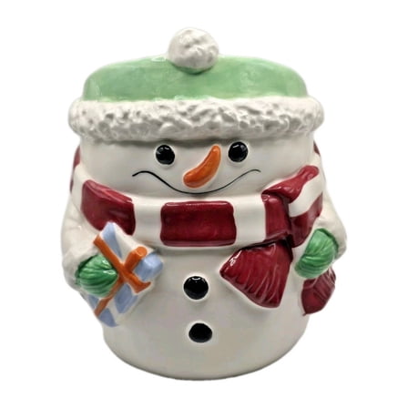 Yankee Candle Large Ceramic SNOWMAN WITH GIFT Jar Candle Holder