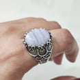 thumbnail image 7 of Blue Lace Agate Mens Ring, Silver Jewelry, 925 Silver Ring, Father's Day, AAA Natural Agate, Birthstone Ring, Heavy Mens Ring, Spiritual Healing Gemstone, Christmas, Plain Mens Ring, 7 of 7