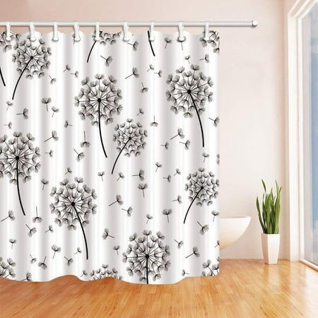 BPBOP Nature Spring Flowers Dandelion Fluff Polyester Fabric Bath Curtain, Bathroom Shower Curtain 66x72