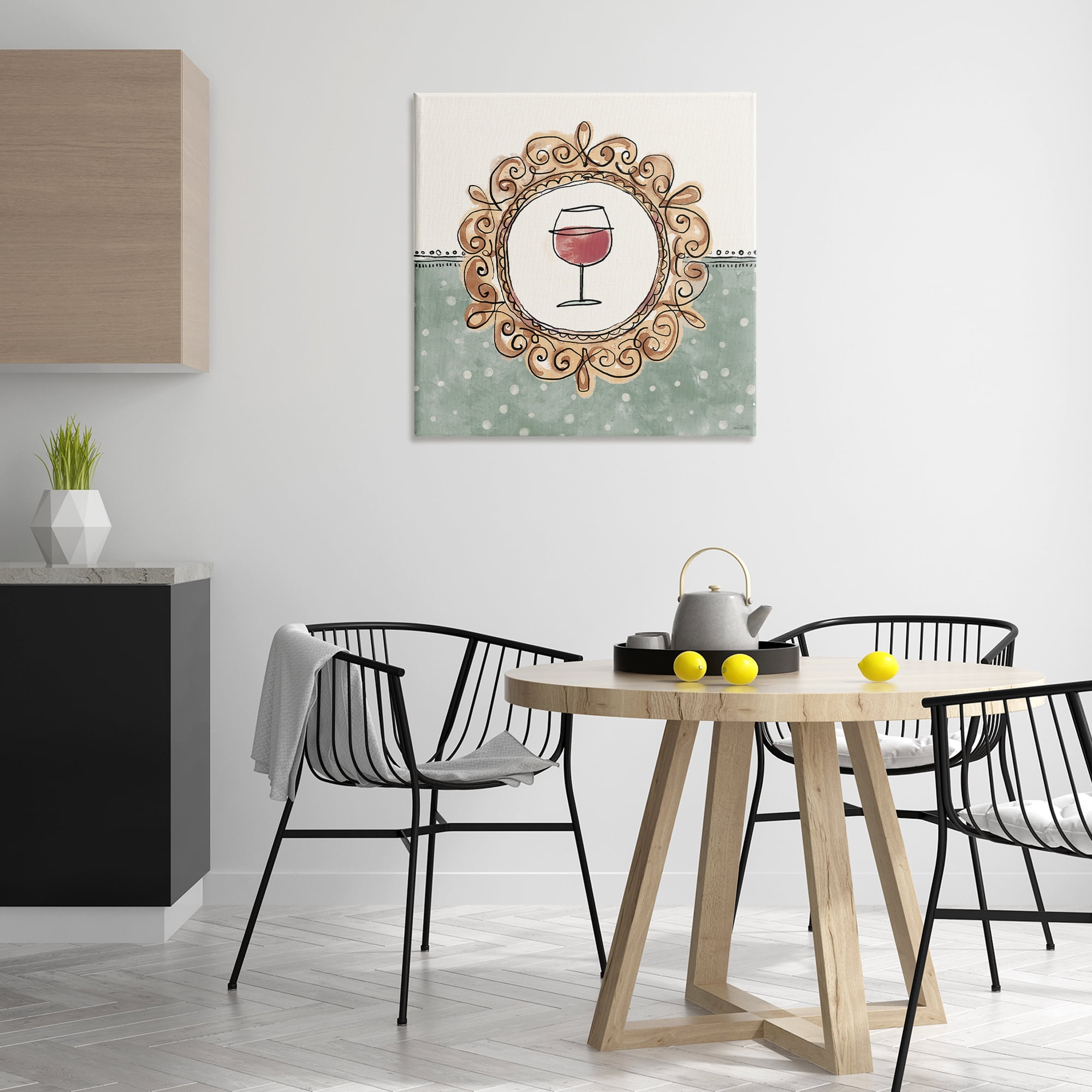 Stupell Industries Wine with Classic Border Food & Beverage Painting Wrapped Canvas Art Print Wall Art, 30 x 30