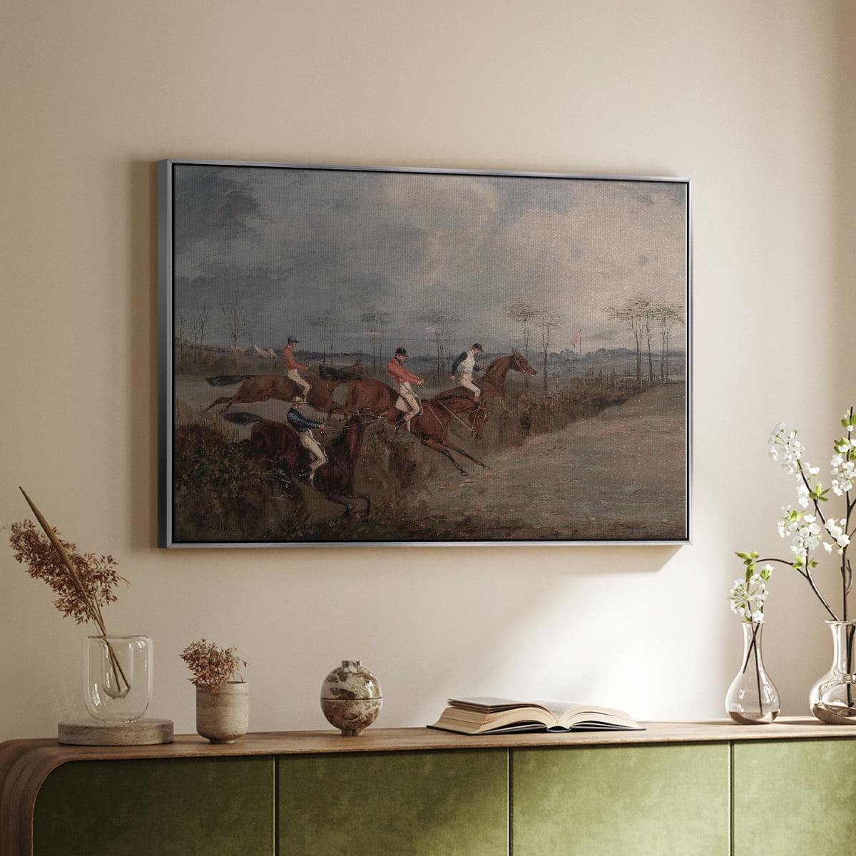 Vintage Animal Print-XXXI By Wexford Home Framed in Silver Wood Gallery Wrapped Canvas 27 in. x 41 in.