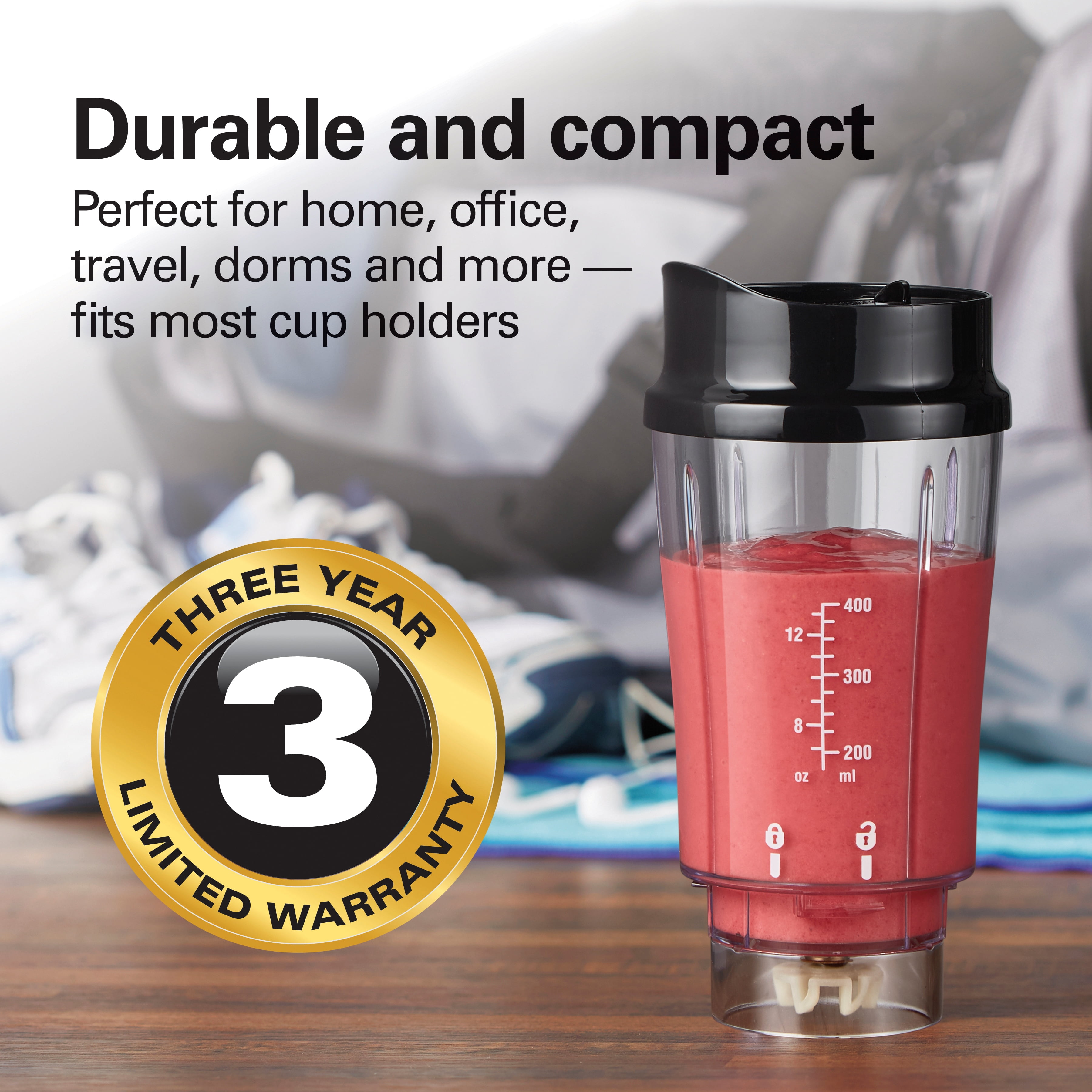 Hamilton Beach Portable Blender for Shakes and Smoothies with 14 Oz BPA  Free Travel Cup and Lid, Durable Stainless Steel Blades for Powerful  Blending