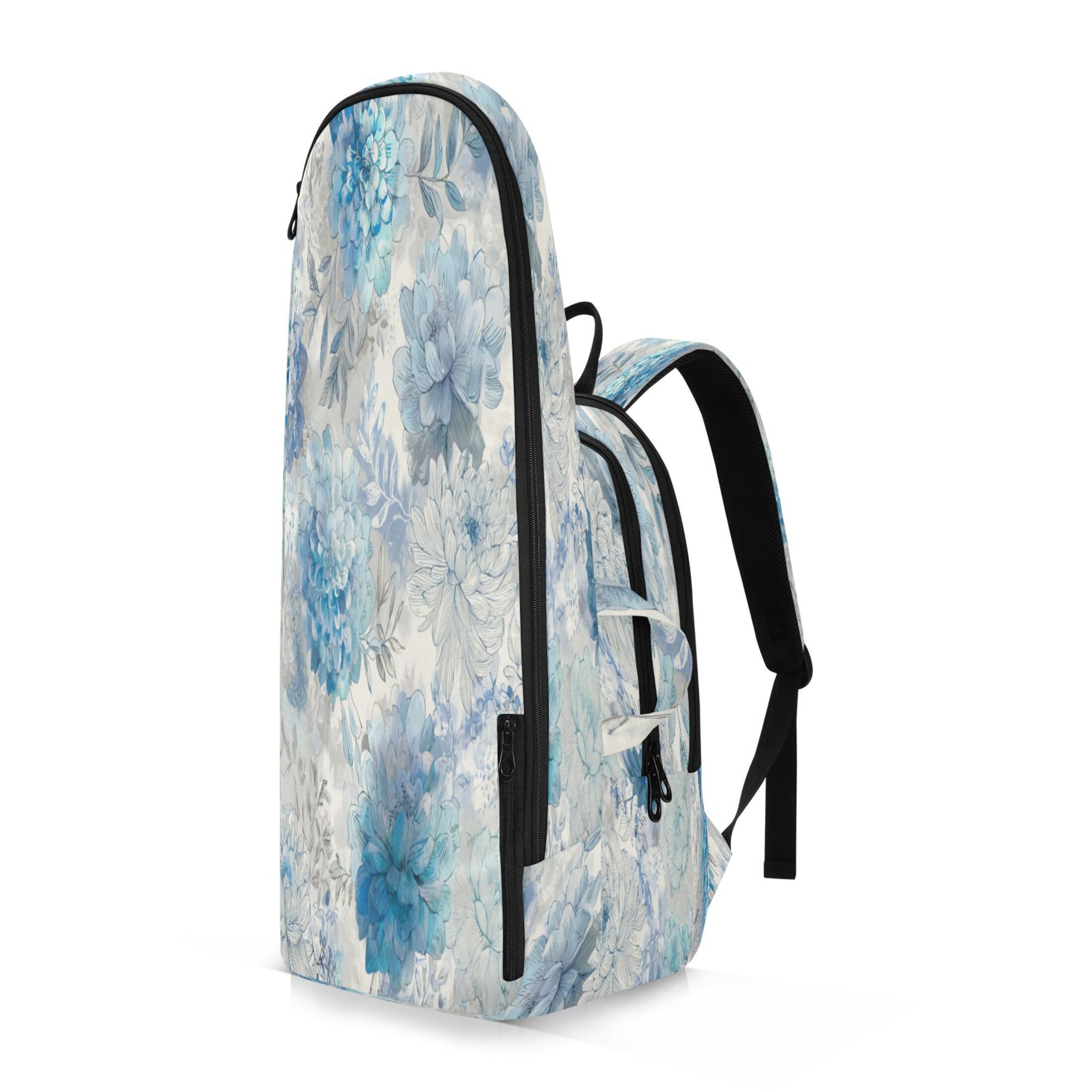 2 Racquet Holder Tennis Backpack Tennis Racket Covers Gym Bags Bright Blue Blooming Peonies