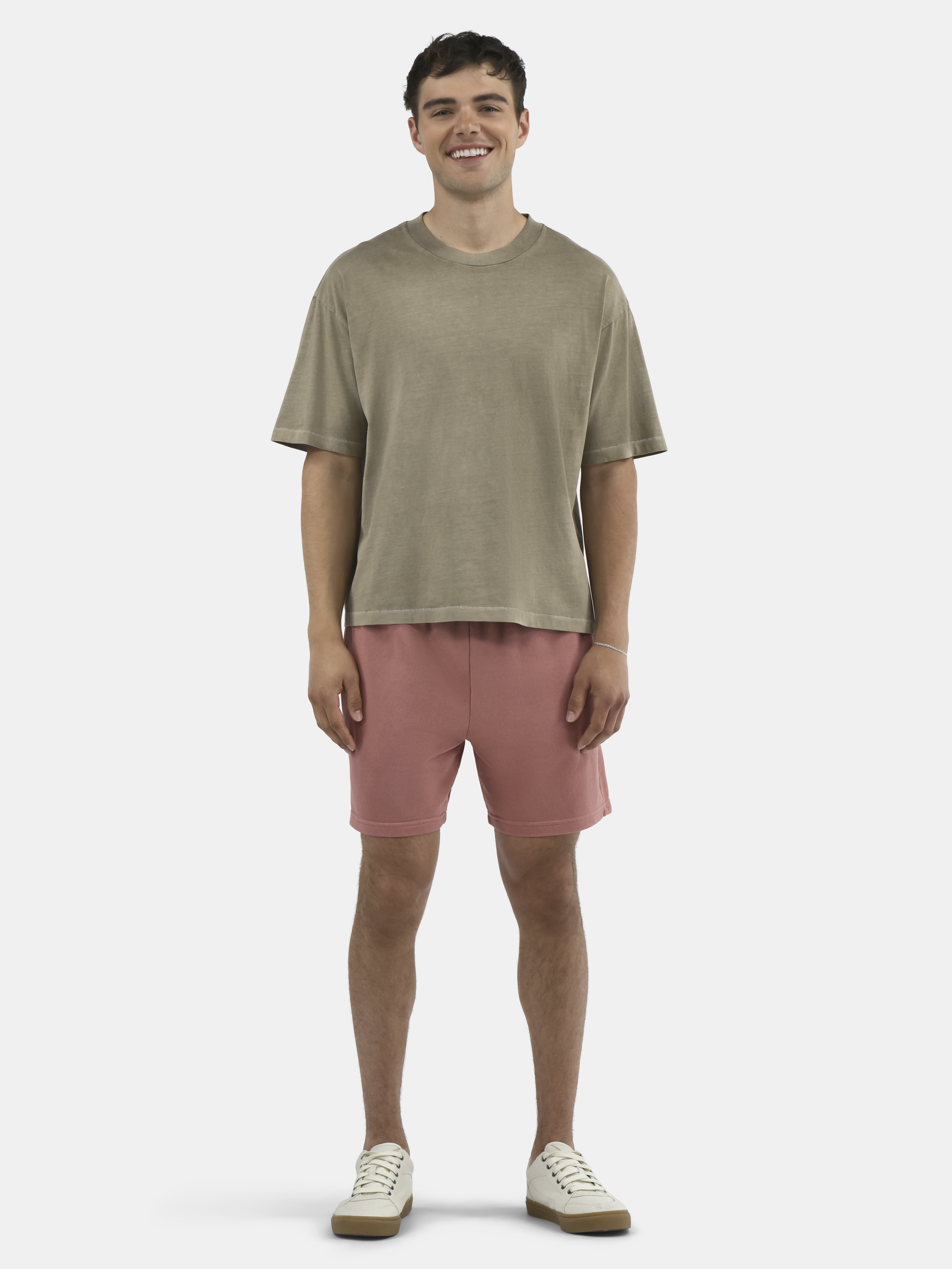 No Boundaries Cotton Oversized Cropped Tee with Short Sleeves, 2-Pack, Men's and Big Men's XS-5XL