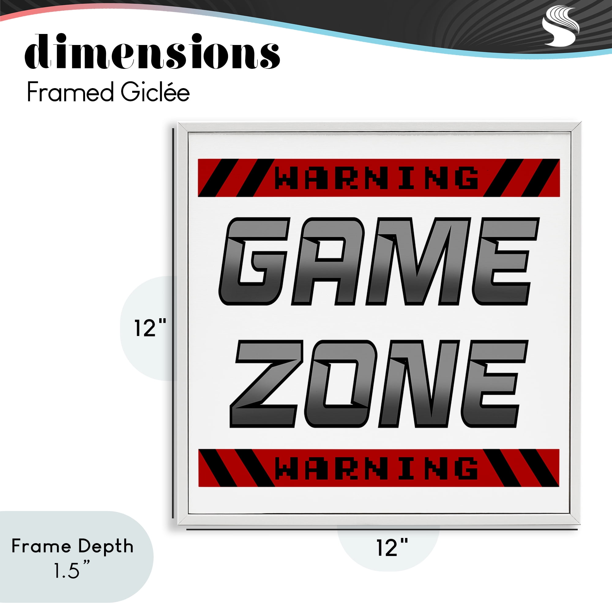Stupell Industries Game Zone Warning White Framed Giclee Art, design by Marcus Prime