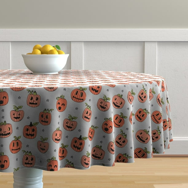 Round Tablecloth Pumpkin Pumpkins October Fall Autumn Cotton Sateen Com Round Tablecloth Pumpkin, Fall Round Tablecloths