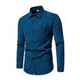 thumbnail image 2 of Fashnice Chemise Homme Col à Revers Chemises Boutonnées Coupe Régulière Tunique de Vacances Bleu Foncé L, 2 of 9