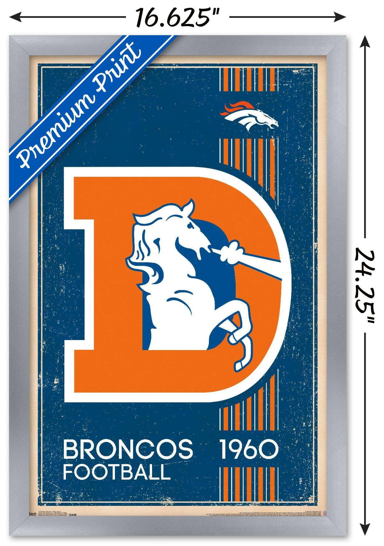 NFL Denver Broncos - Retro Logo 14 Wall Poster, 14.725" x 22.375", Framed