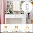 thumbnail image 5 of Ktaxon Makeup Vanity w/ Sliding Mirror, Get Ready with Me Vanity Table with Glass Table Top, White, 5 of 9