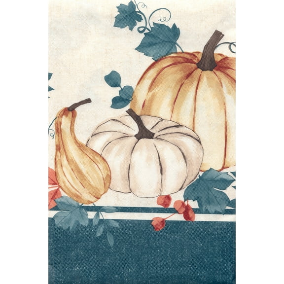 Autumn Air PEVA Vinyl Tablecloth, Fall Pumpkin Border, 52 x 90 inches