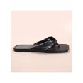 thumbnail image 6 of Women's Ruched Strap Flat Sandals - Square Toe, Slip-On Summer Beach Sandals for Comfort, 6 of 8