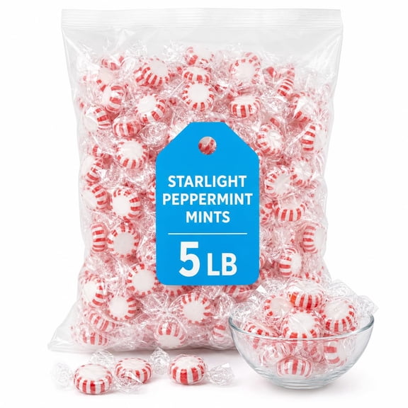 Individually Wrapped Starlight Peppermint Mints, Refreshing Candy, 5 lb
