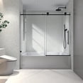 thumbnail image 3 of 60X76 '' Chrome Frameless Shower Door, Bathroom Sliding Shower Door with 304 Stainless Steel Pulleys & Adjustable Soft Closing Function, 3 of 9