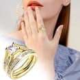 thumbnail image 3 of CILENON Gold Band Ring Woman Gold Square Zirconia Ring Simple Fashion Jewelry Popular Accessories Gold Engagement Rings for Women Thumb Rings for Women Ring Set for Women(Gold,5), 3 of 6