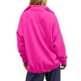thumbnail image 4 of VISALY Pullover Sweatshirt for Womens Oversized Sweatshirt Casual Button Up Mock Neck Pullover Tops Long Sleeve Shirts Fashion Outfits Clothes Lightweight Sweatshirt Hot Pink S, 4 of 8