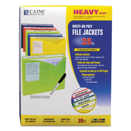 UPC: 0038944630601 | C-Line Write-On Expanding Poly File Folders  1  Exp.  Letter  Assorted Colors  25/BX