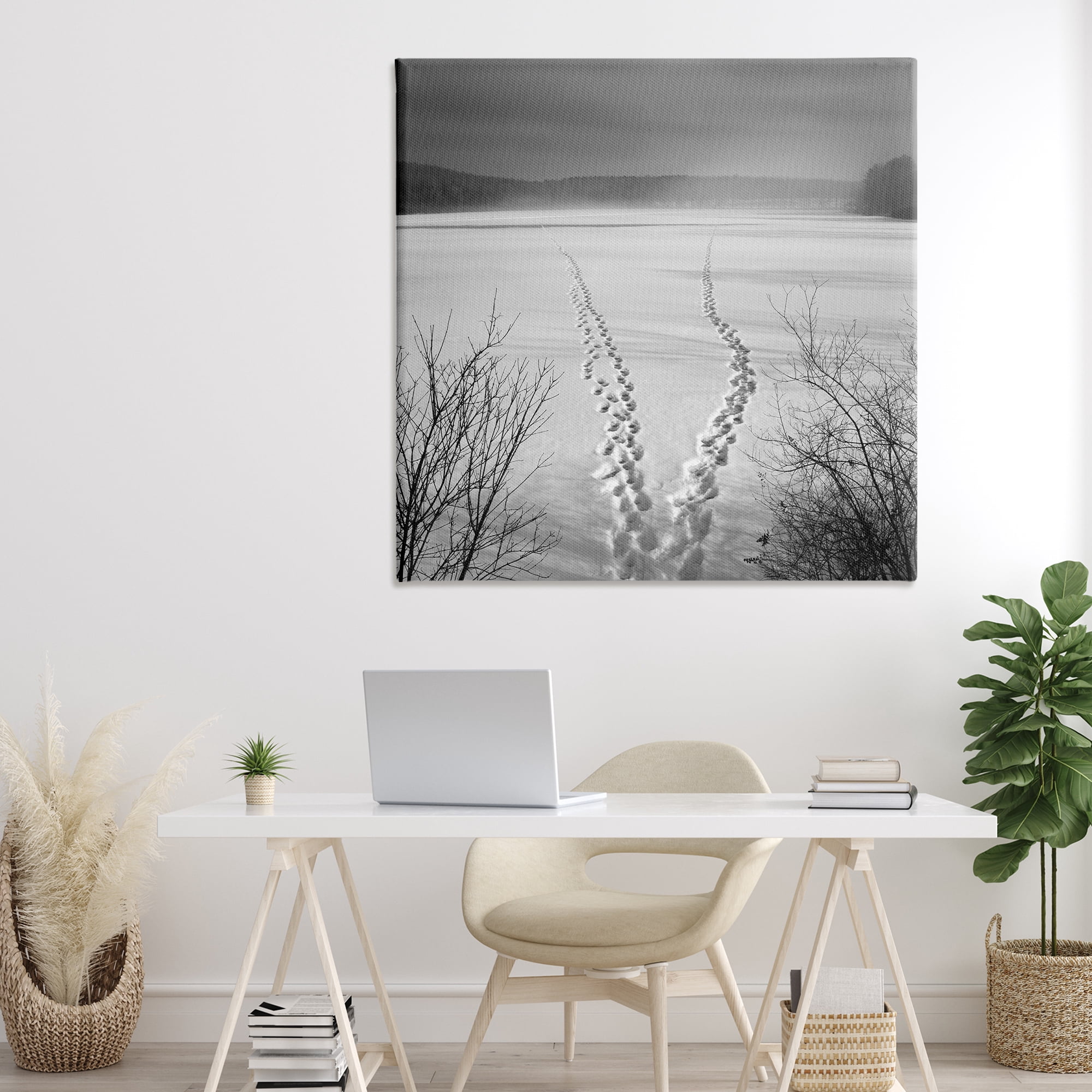 Stupell Industries Snowstep Tracks Across Frozen Lakes Canvas Wall Art, design by Chip Forelli
