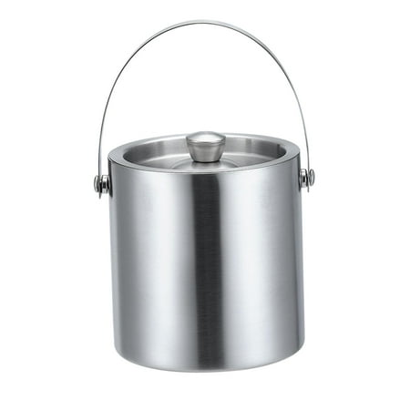 

Stainless Steel Insulated Ice Bucket with Lid Carry leather Handle Great for home Chilling Beer Champagne Wine Bottle 3L