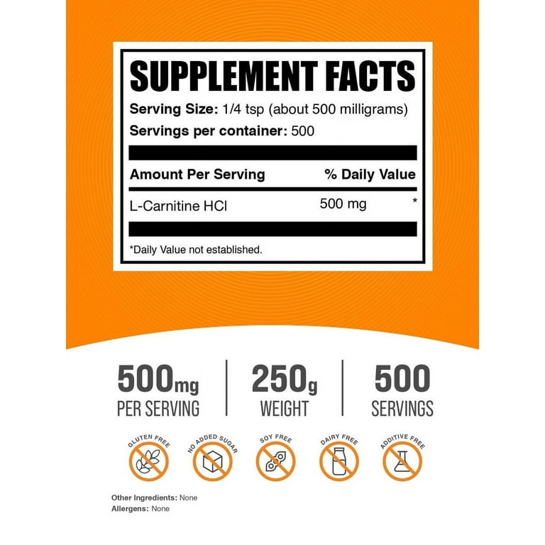 l carnitine powder walmart BulkSupplements L-Carnitine HCl Powder 250 Grams