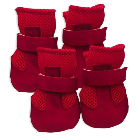 TELOLY 4Pcs Dog Shoes Elastic Opening Dog Boots Easy Wear Dog Boots for Small Dogs Red S