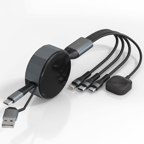 Cable de carga múltiple Ardaddyn 4 en 1 retráctil 1,25 m 100 W