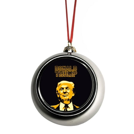 Statue Christmas Decor - Donald Trump United States President Ornaments Silver Bauble Christmas Ornament Ball Tree Decor