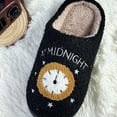 thumbnail image 2 of Moon & Clock Plush Slippers, Warm Indoor House Shoes for Women Men, 2 of 7