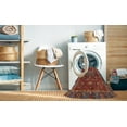thumbnail image 2 of Ahgly Company Machine Washable Indoor Square Abstract Dark Almond Brown Area Rugs, 3' Square, 2 of 7