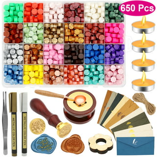Wax Seal Kit 600pcs Sealing Wax Beads with 1pc Wax Melting Spoon 4pcs  Candles for Envelopes Letter Cards Wedding Invitations Gift Wrapping Sealing  Decoration Arts & Crafts 