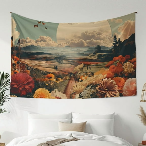 Modern Minimalist Style Tapestry, Plant and Flower Print Tapestry, Bedroom Living Room Dormitory Decoration, Home Decoration