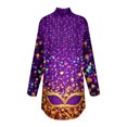 thumbnail image 5 of Mardi Gras Shirts Womens Sparkly Sequins Mock Neck T Shirts Mask Print Long Sleeve Green Graphic Tee Purple 2XL, 5 of 6