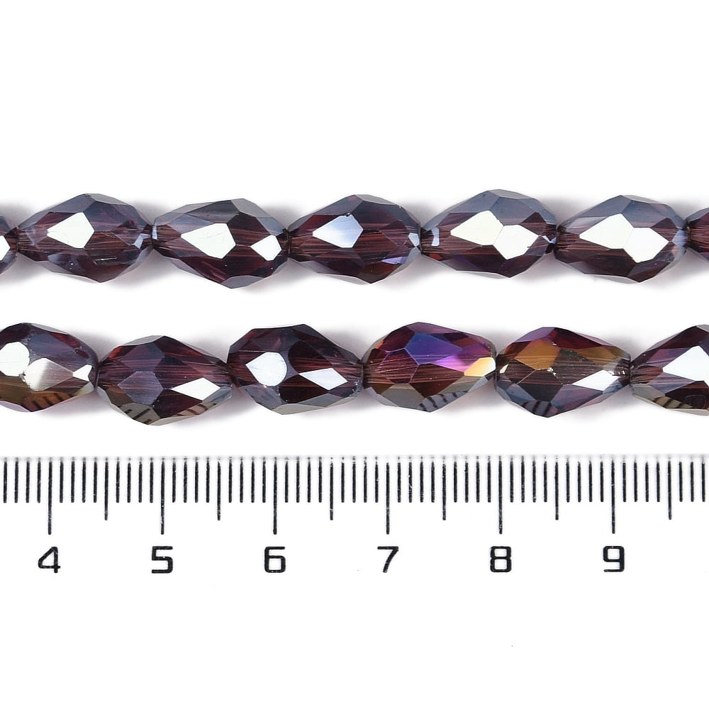 Transparent Electroplate Glass Beads Strands AB Color Plated Faceted Teardrop Sienna 11.5x8mm Hole: 1.2mm about 55~57pcs/strand 25.59''(65cm)
