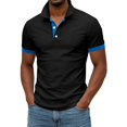 thumbnail image 4 of Yifymode Men's Spread Collar Short Sleeve Polo Shirt, Contrast Trim Soft Knit Lightweight Casual Top Black L, 4 of 4