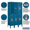 thumbnail image 3 of 12" Wide Double Tier Standard Metal Locker - 3 Wide - 5 Feet High - 12 Inches Deep - Blue - Unassembled, 3 of 3