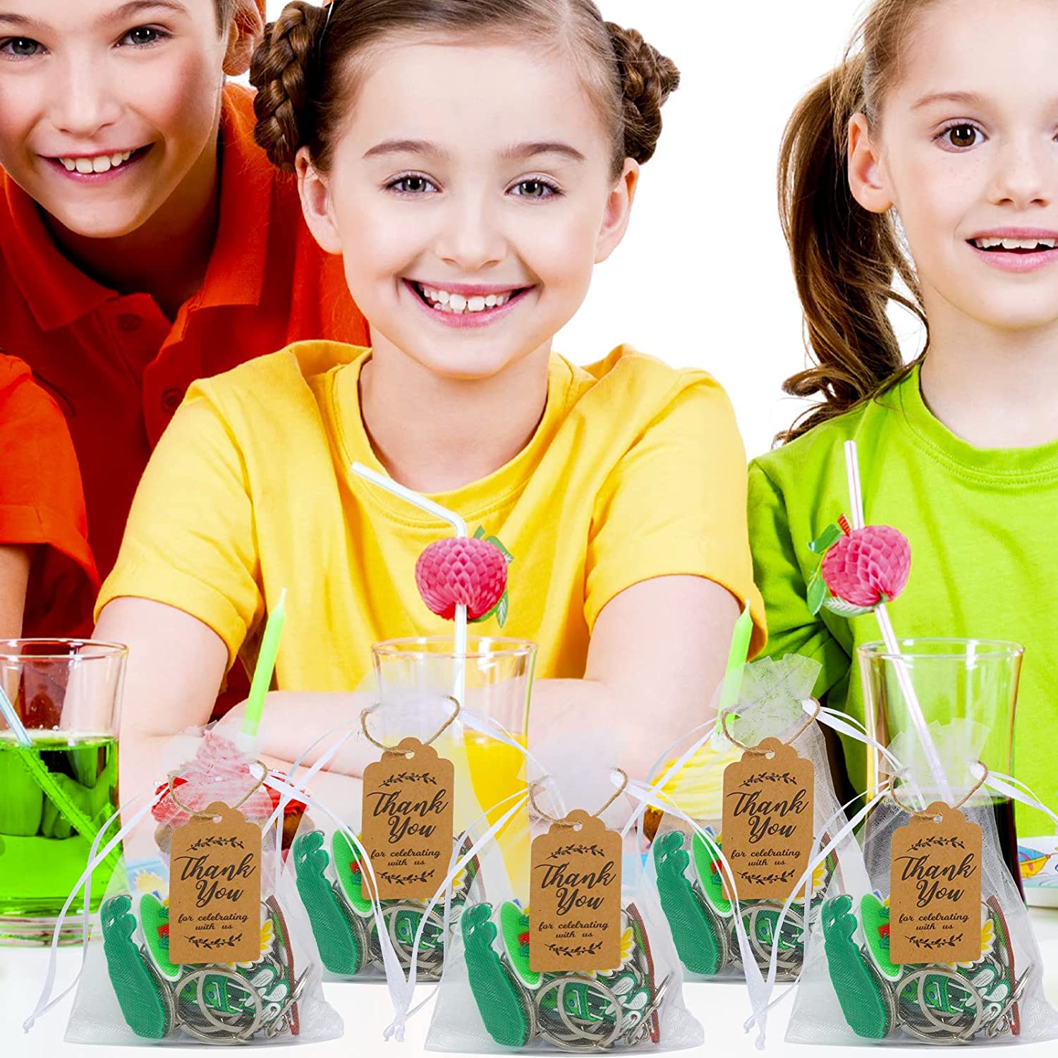 12 Pack Golf Party Favors Return Gift Bags Keychains Thank You Kraft Tag Organza Gift Bags for Par Tee Fore Time Golf Sports Theme Birthday Party Supplies Classroom Golf Club Team Rewards