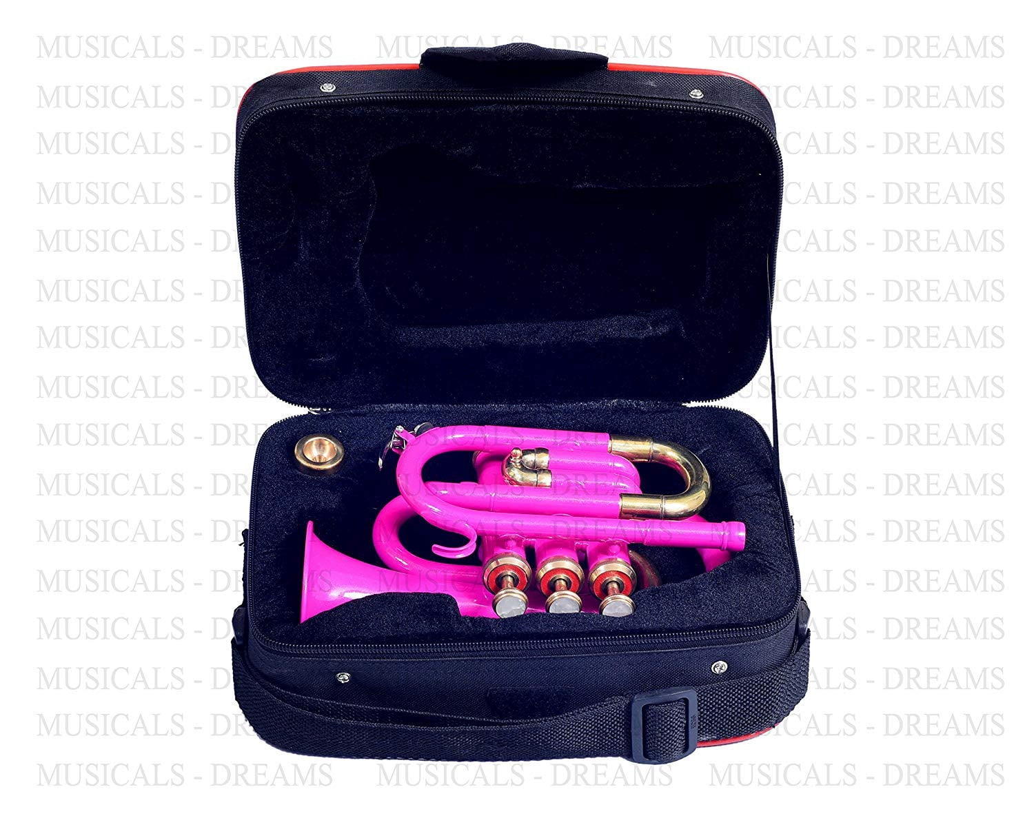 Pocket Trumpet Bb Pink Flat W/Case + MP BRS-78 Percentage On Sale Percentage On