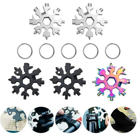 18-in-1 Stainless Steel Snowflake Multi-Tool Snowflake Tool Card 18-in-1 Multi-Tool Card Compact Snowflake Tool Multi Instrument Snowflake Tool