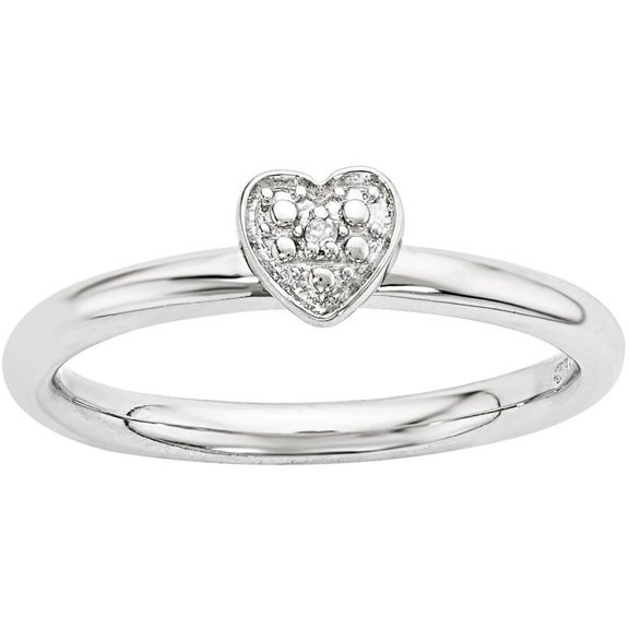 Diamond Sterling Silver Polished Heart Ring