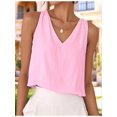 thumbnail image 2 of Women'S Crop Tank Tops Spring Summer Sleeveless V Neck Cropped Casual Beach Tops Shirts Pink M, 2 of 7