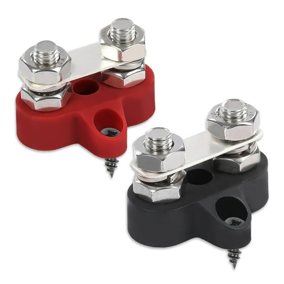 CROSSDESSIGN Red Black Junction Block Power Post Insulated Terminal Stud Battery 5/16" Ring Kit Fit for trucks, RVs, coaches, boats