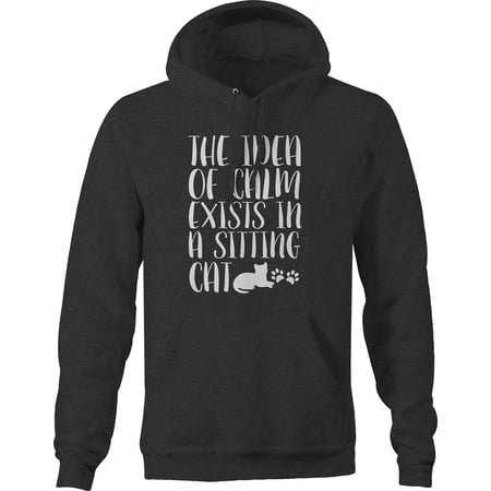 The Idea of Calm exists in a sitting Cat Pet Hoodie for Big Men 3XL Dark Grey