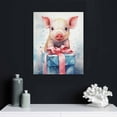 thumbnail image 4 of Nawypu Farmhouse Christmas Pig Wall Art, Cute Pig Canvas Print, Baby Pig Carry Gift Box Holiday Decoration, Pig Picture Framed and Ready to Hang for Kids Bedroom Bathroom Playroom, 4 of 4